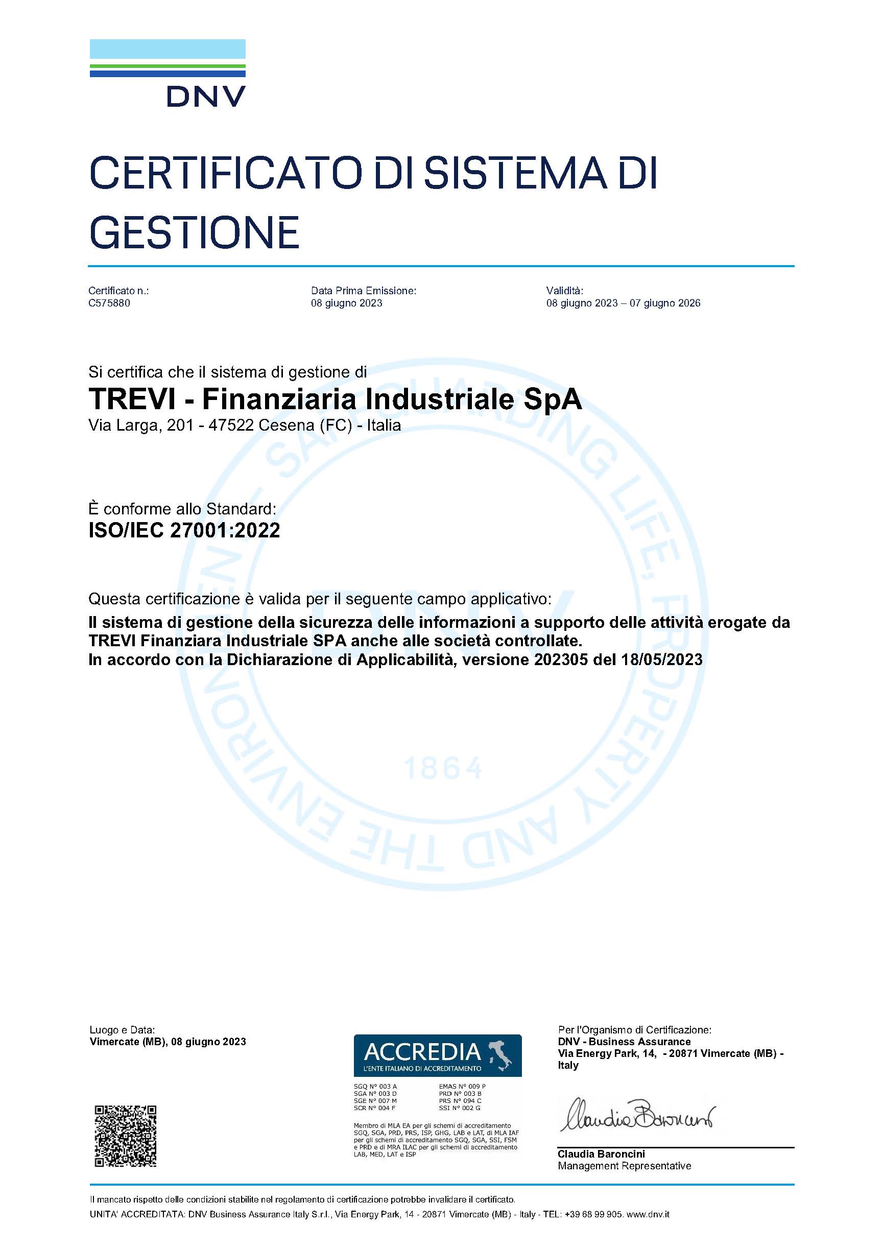 Il Gruppo Trevi all’avanguardia in Italia nella gestione della sicurezza delle informazioni